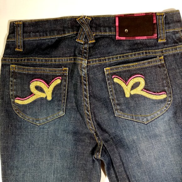 ROCAWEAR JEANS Girls 14 3 Pair Lot 2 Denim 1 Black Metallic Stitch Slim Leg - Picture 4 of 12